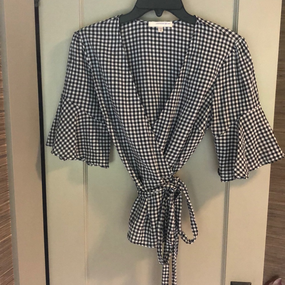 Lavender Brown Wrap Blouse